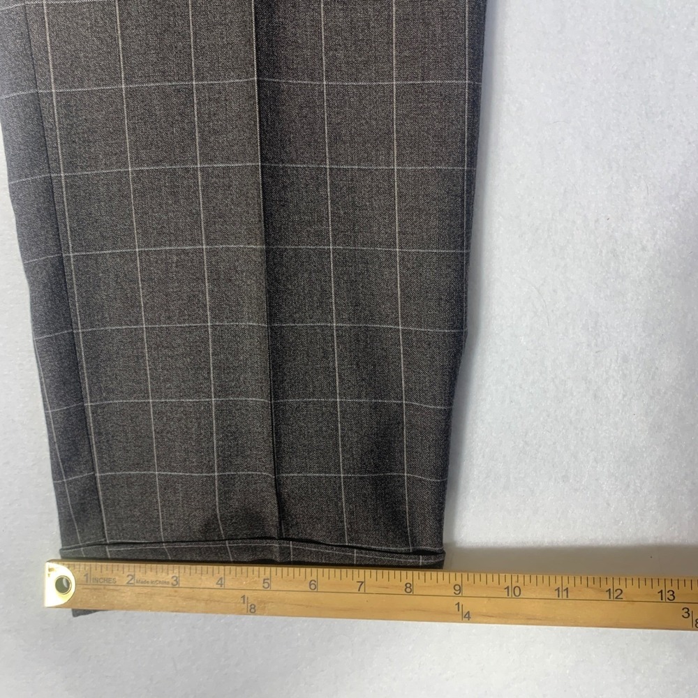 Zanella Todd Super 130s Wool Dress Pants 40x30 Gray Pleated Windowpane Italy - Picture 12 of 15